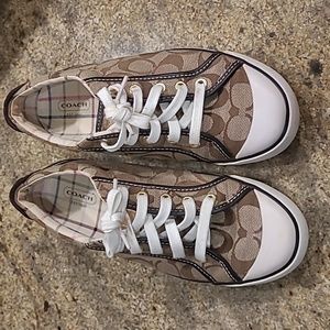 Coach Women's Tan and White Sneakers